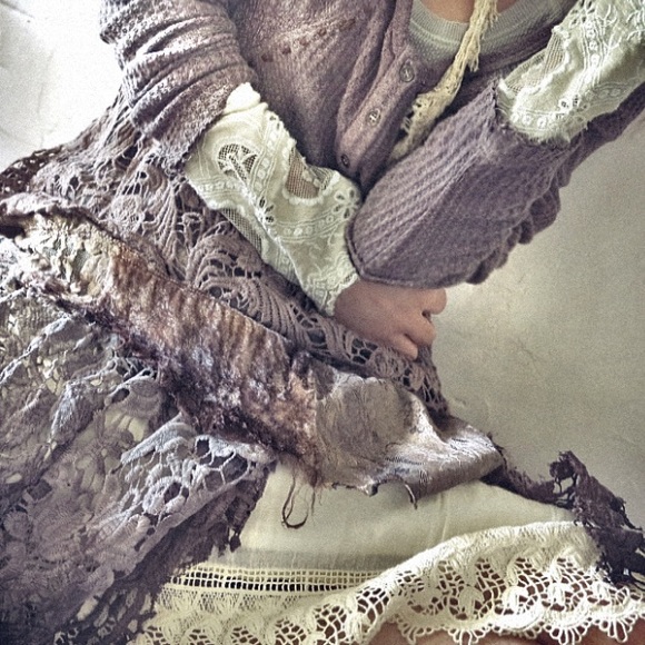 upcycled Tops - Upcycled lace-y layering top